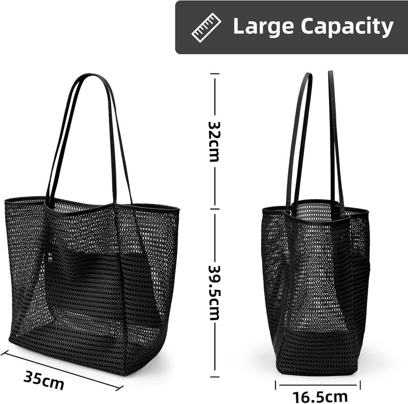 KALIDI BeachNylon Mesh Tote Bag, Casual Tote Bag Hobo Women Foldable MAX 23L Shoulder Bag For Beach Picnic Vacation - Image 5